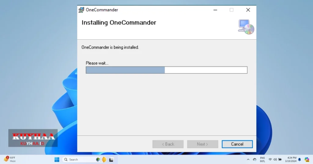 This picture shows the installation of One Commander