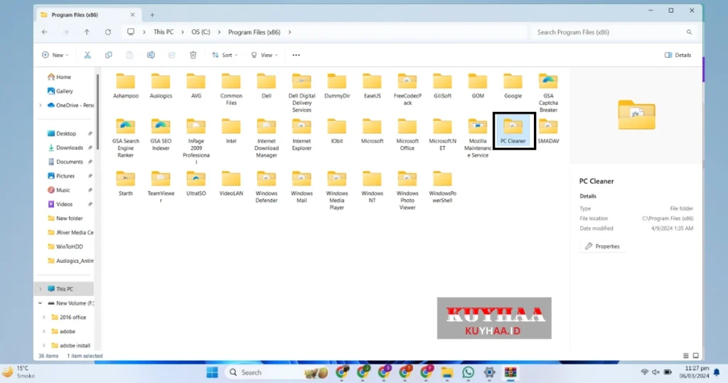 This picture shows to open PC Cleaner Pro folder