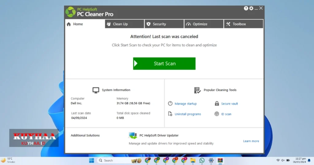 This picture shows the interface of PC Cleaner Pro