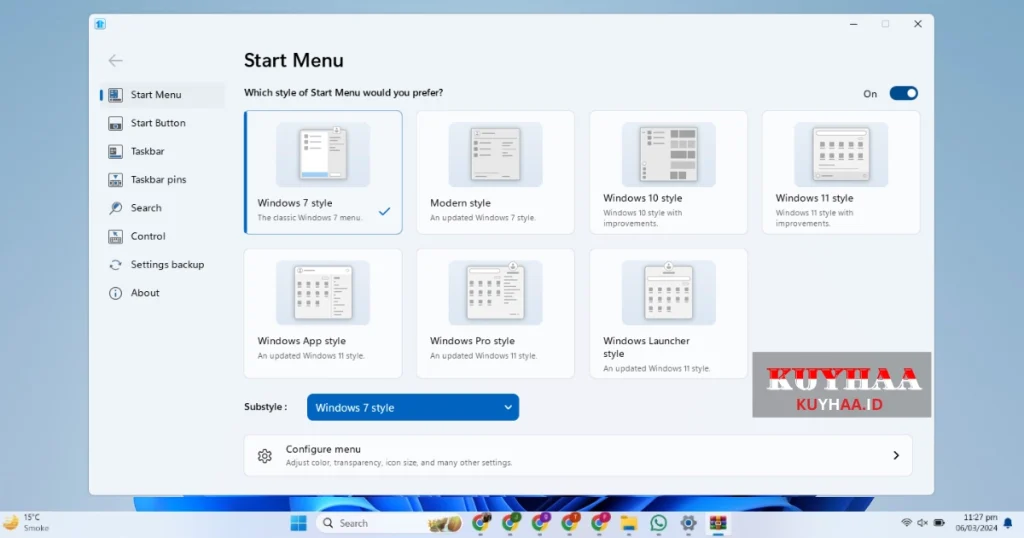 This picture shows the interface of Stardock Start11