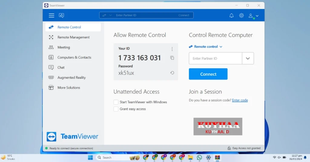 This picture shows the interface of Teamviewer