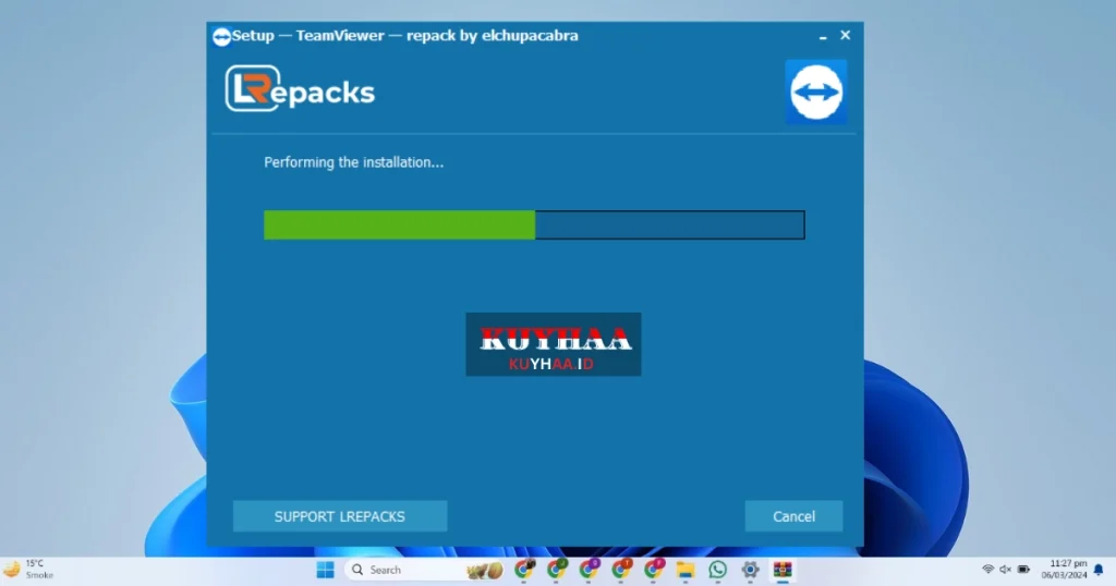 This picture shows the installation of Teamviewer