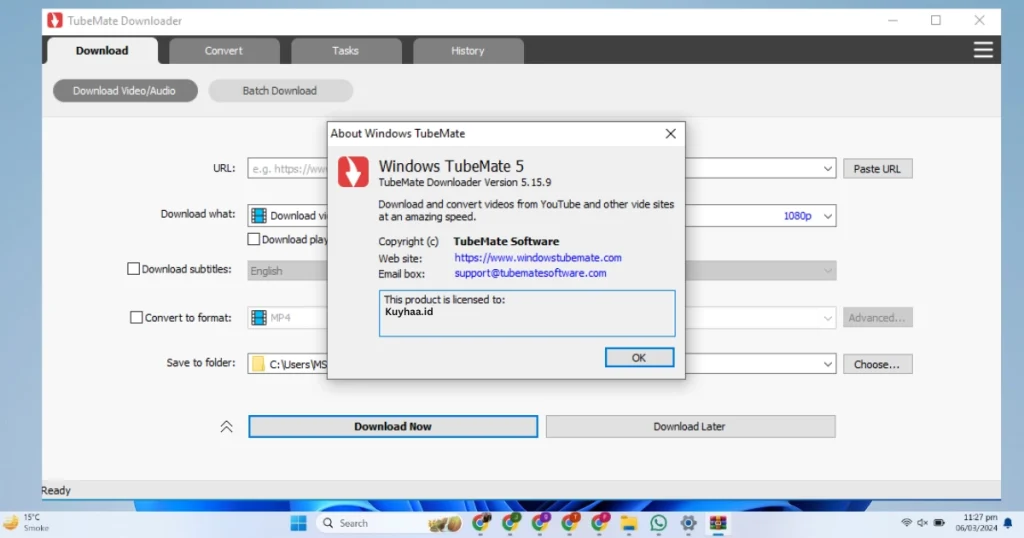 This picture shows the interface of TubeMate Downloader