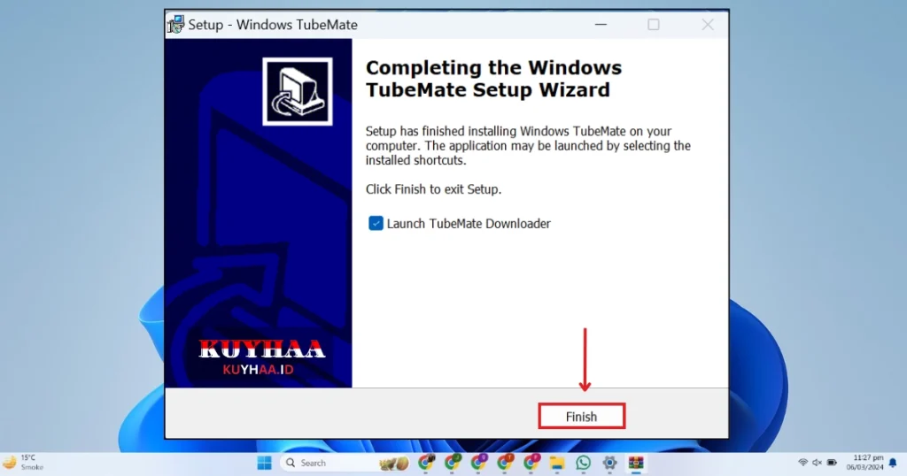 This picture shows installation of TubeMate Downloader completed