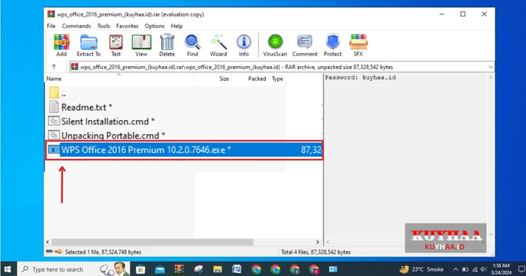 This picture shows to run the exe file of WPS Office 2016