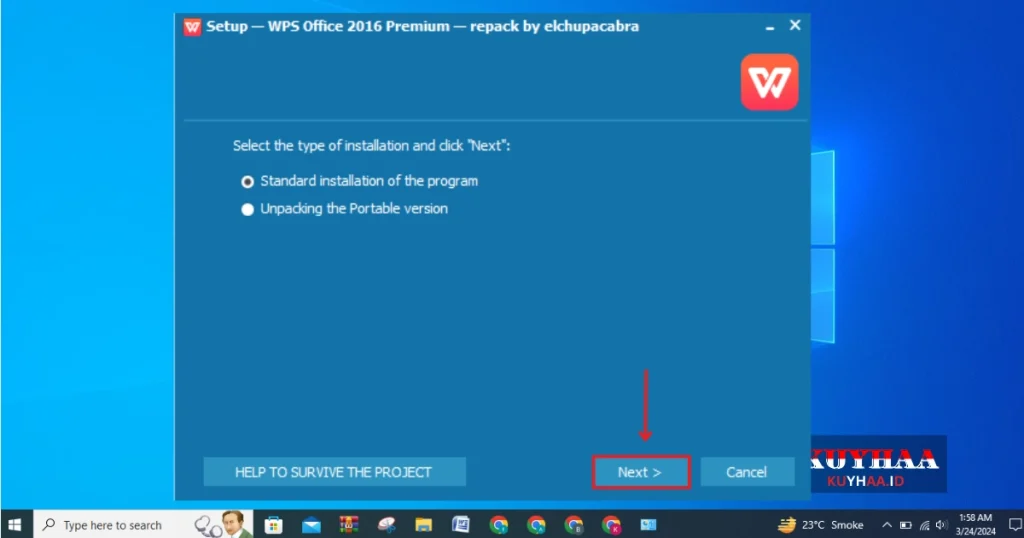 This picture shows to click type of installation