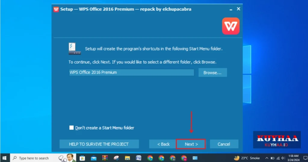 This picture shows to click Next
