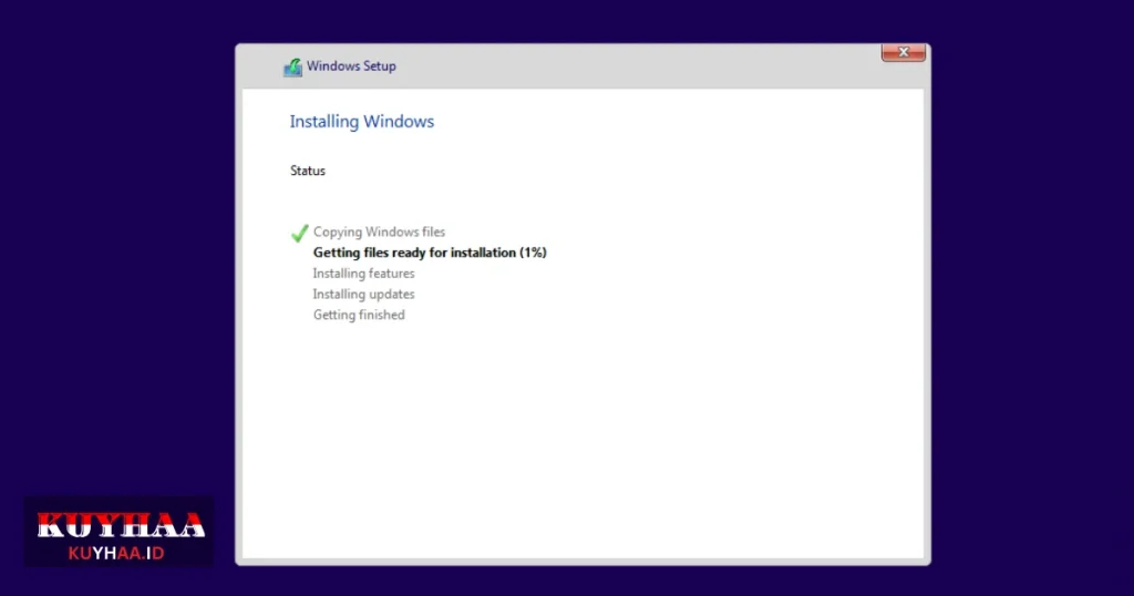 This picture shows installation of Windows 10