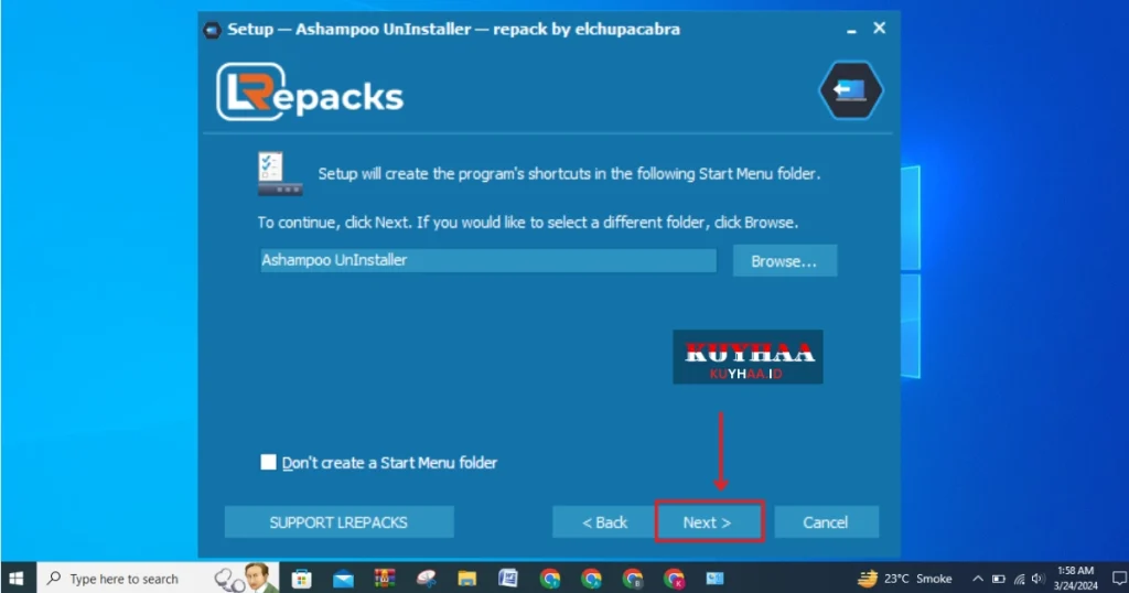 This picture shows to click Next on Ashampoo UnInstaller