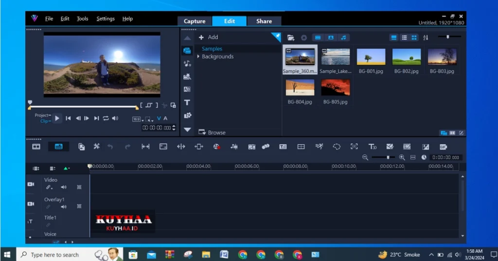 This picture shows the interface of Corel Video Studio