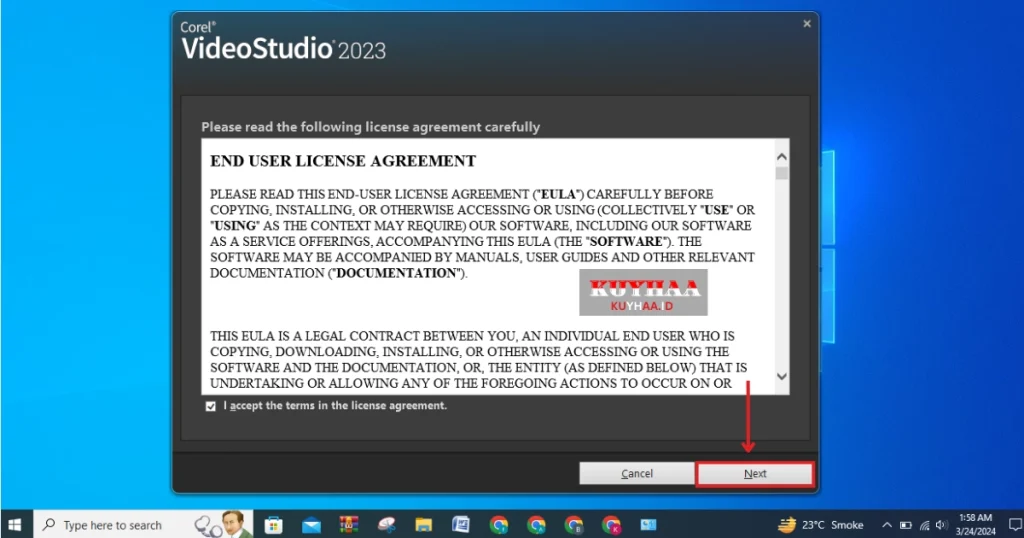 This picture shows to accept the agreement