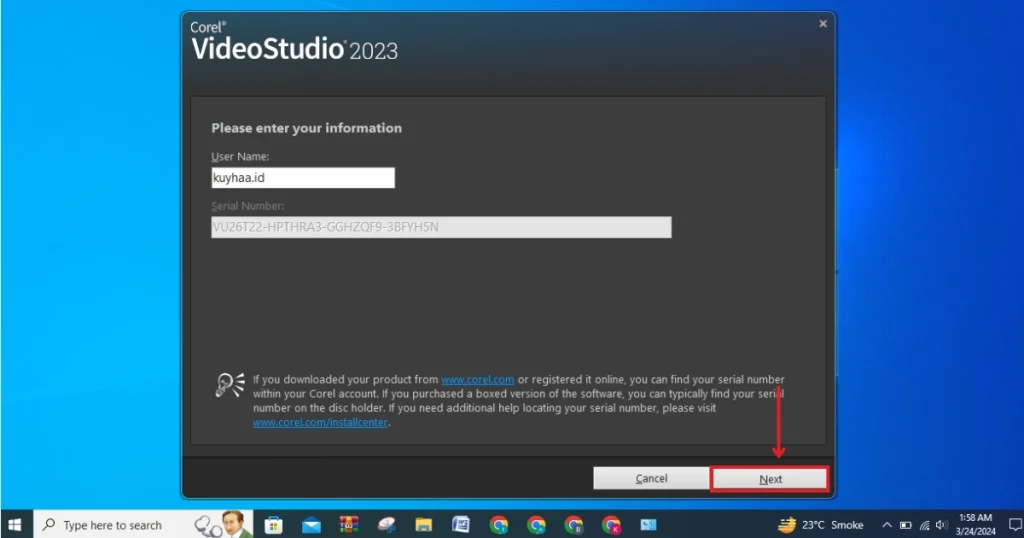 This picture shows to enter your information