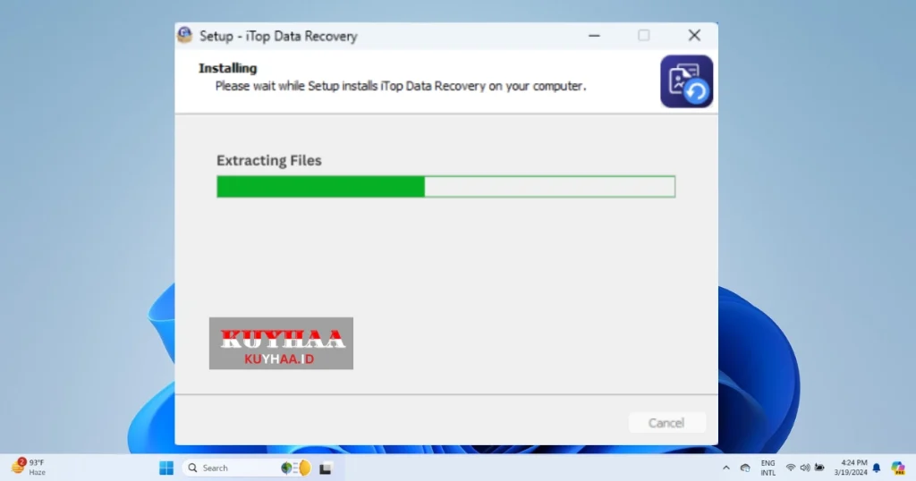 This picture shows the installation of iTop Data Recovery Pro