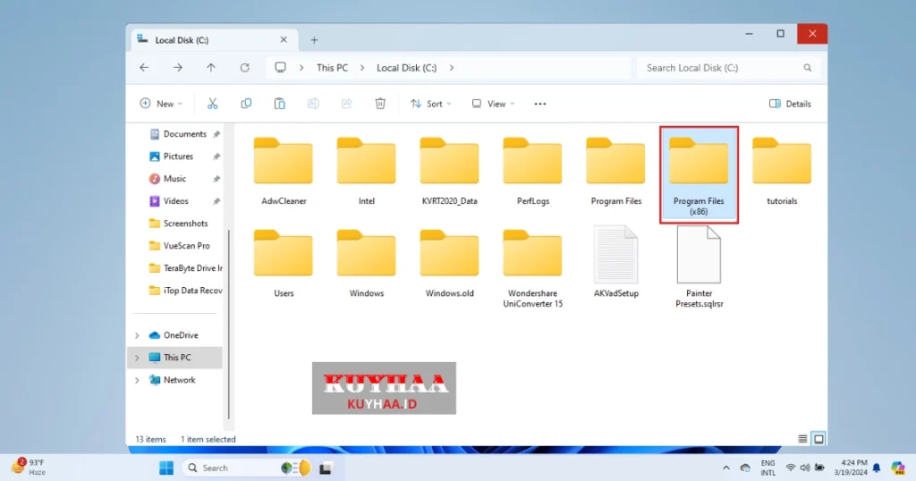 This picture shows to open program files