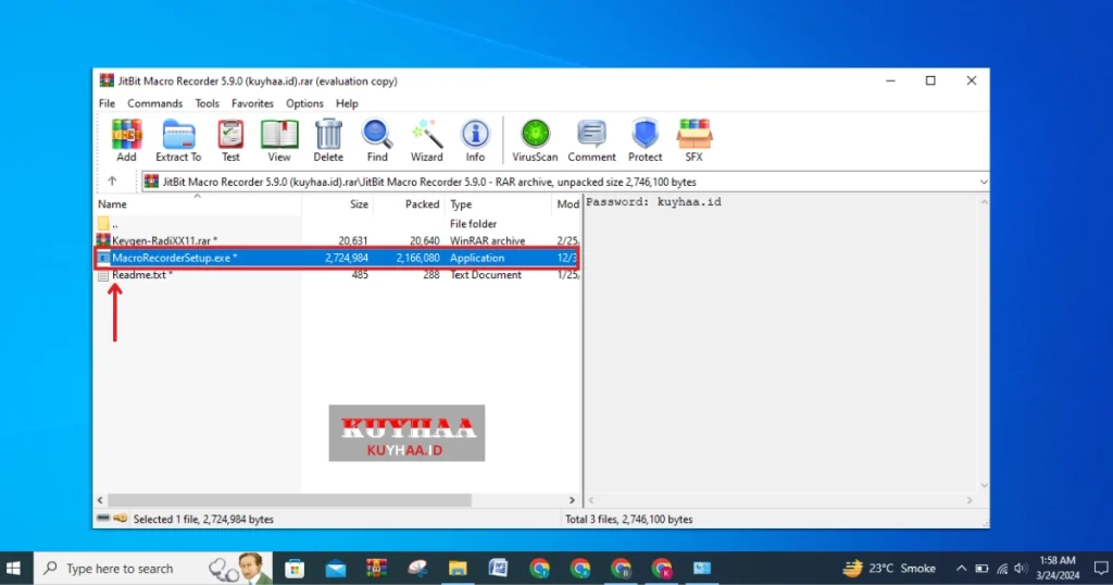 This picture shows to open setup exe file of Jitbit Macro Recorder