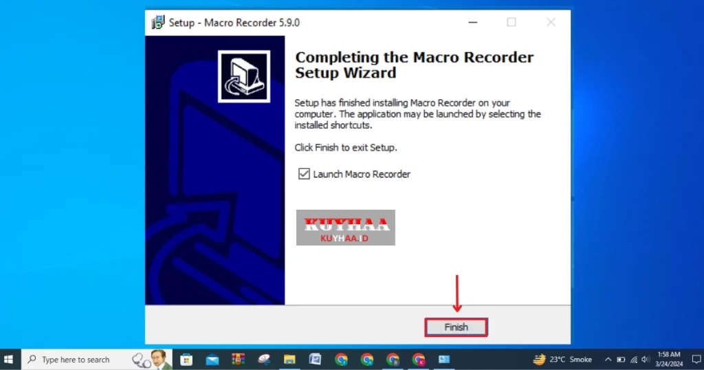 This picture shows installation of Jitbit Macro Recorder is completed