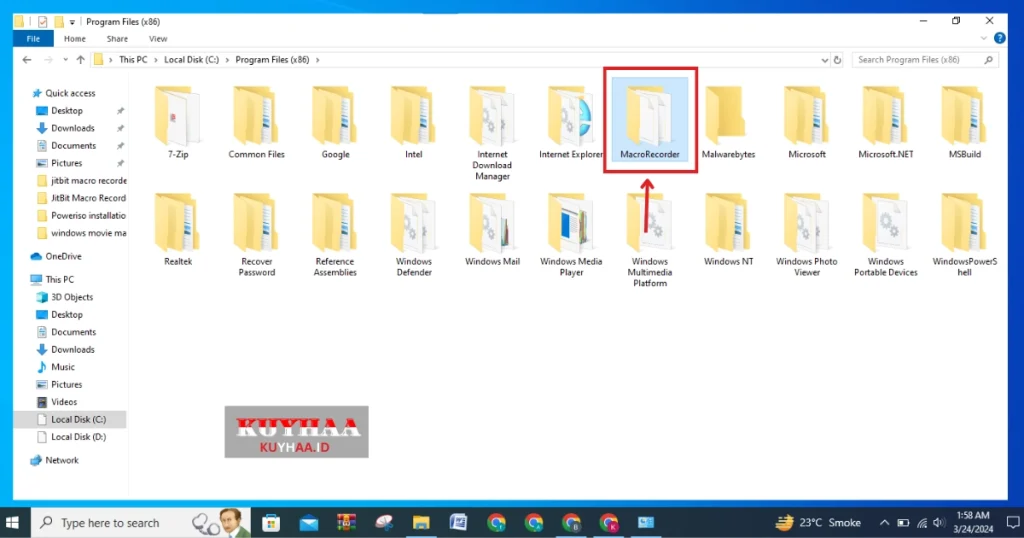 This picture shows open folder of Jitbit Macro Recorder