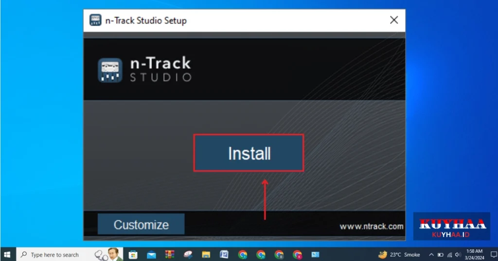 This picture shows to click Install of n-Track Studio Suite