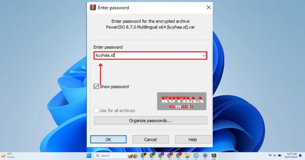 This picture shows to open the downloaded zip file of PowerISO 