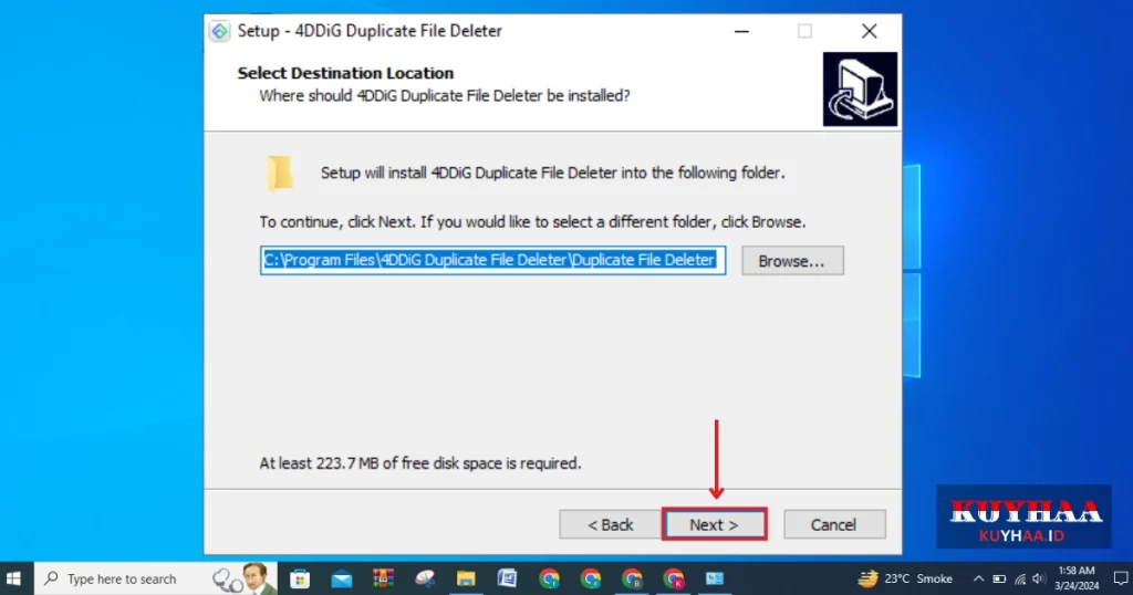 Select the installation location of 4DDiG Duplicate File Deleter