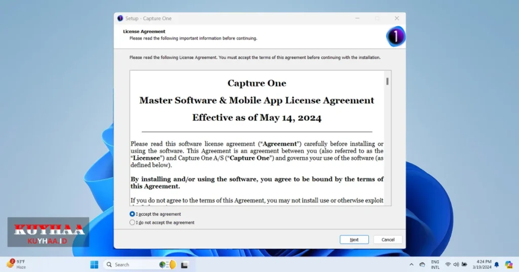 accept the license agreement