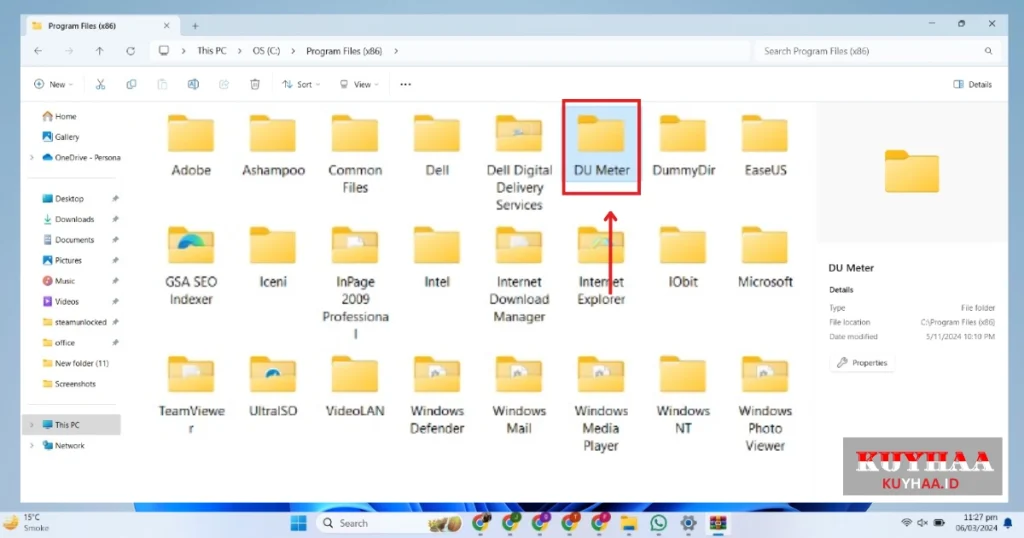 Open DU Meter installation folder