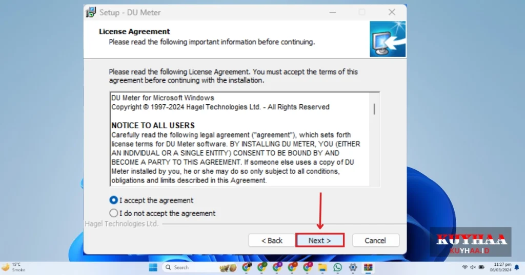 Accept the license agreement 
