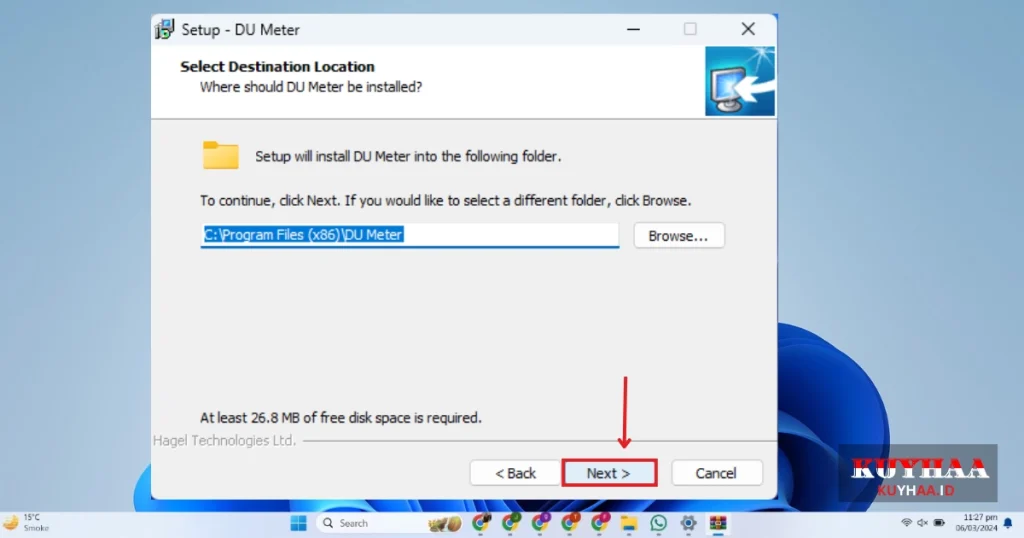 Select installation folder location