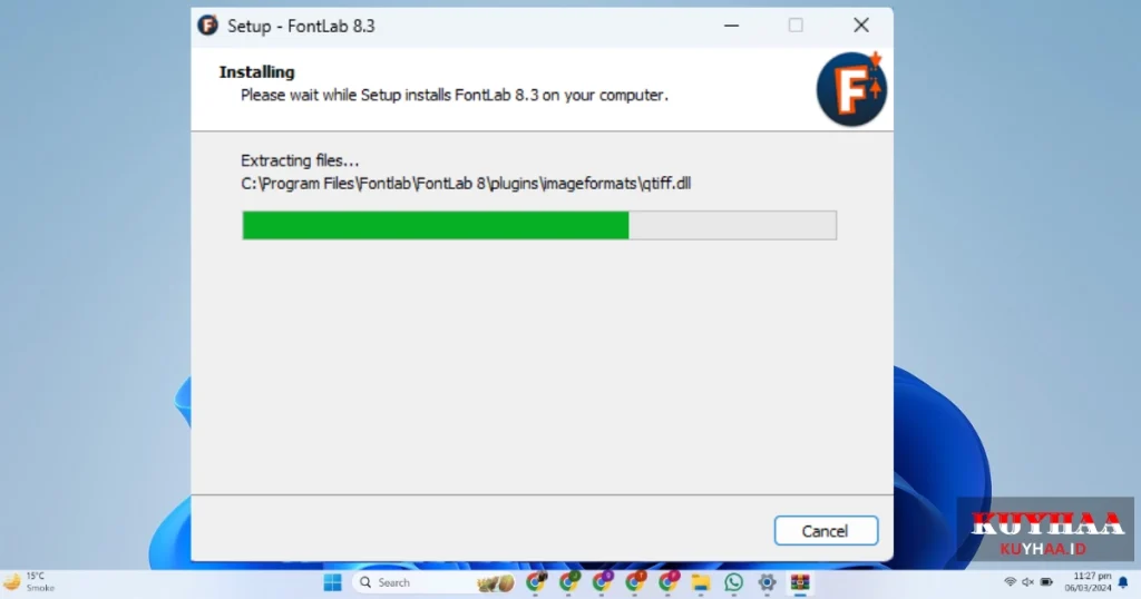 This picture shows the installation of FontLab