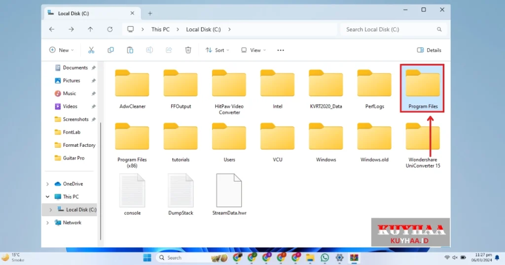 This picture shows to open program files folder