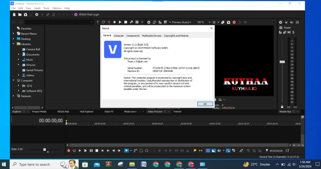 MAGIX VEGAS Pro program is activated