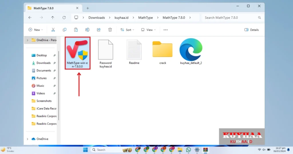 This picture shows to run the setup of Design Science MathType