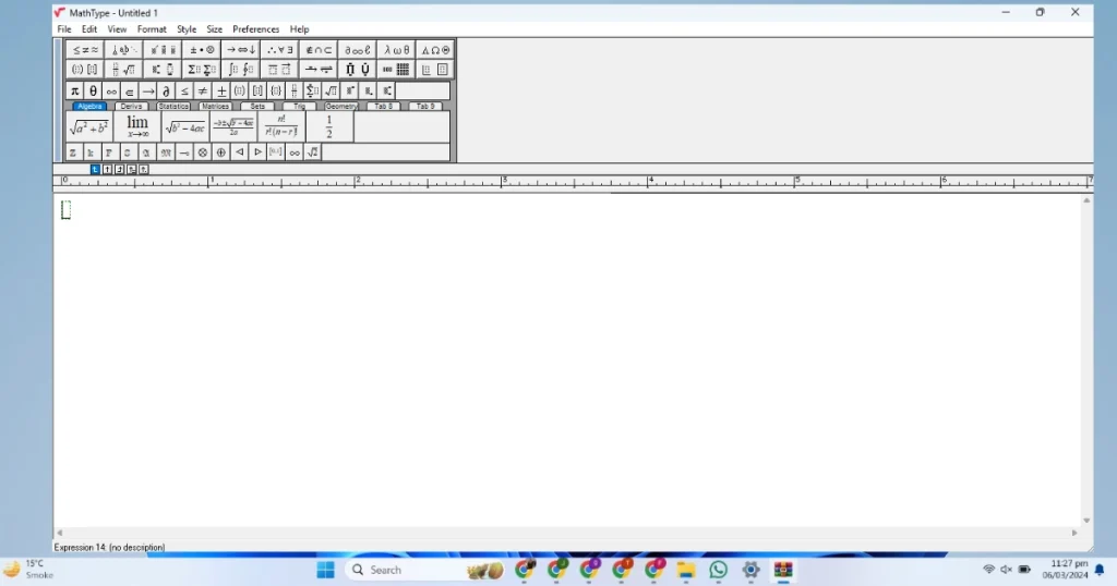 This picture shows the interface of Design Science MathType