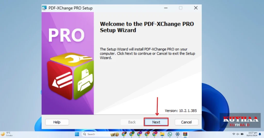 This picture shows the installation wizard of PDF-XChange Editor Plus