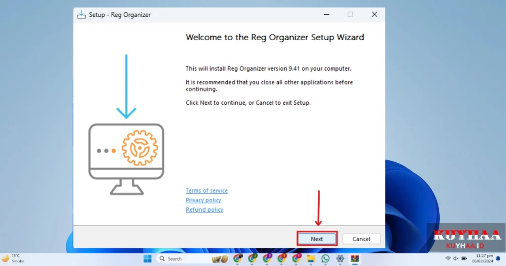 This picture shows the installation wizard of Reg Organizer