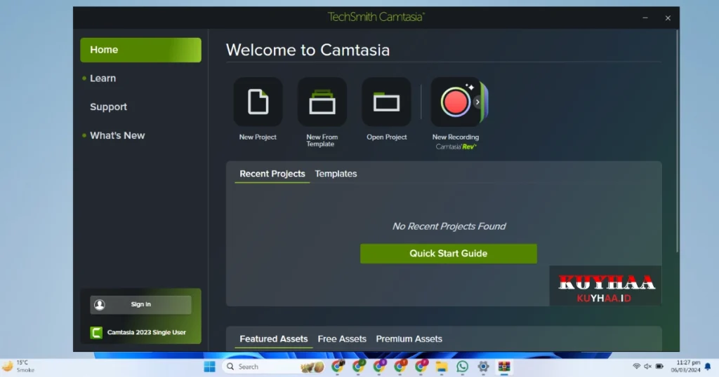 This picture shows the interface of TechSmith Camtasia