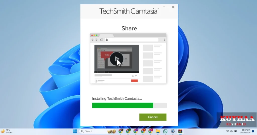 This picture shows the installation of TechSmith Camtasia