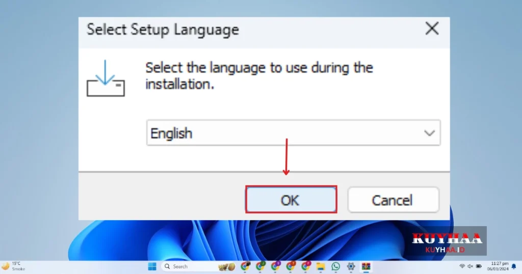 This picture shows to select the setup language of TeraByte Drive Image Backup & Restore Suite