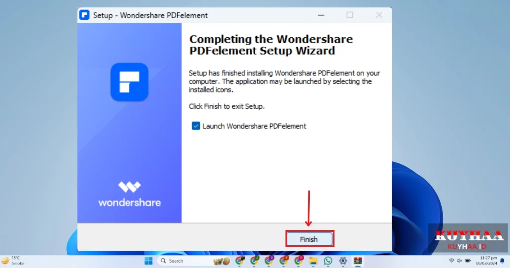 This picture shows to close the wizard of Wondershare PDFelement Pro