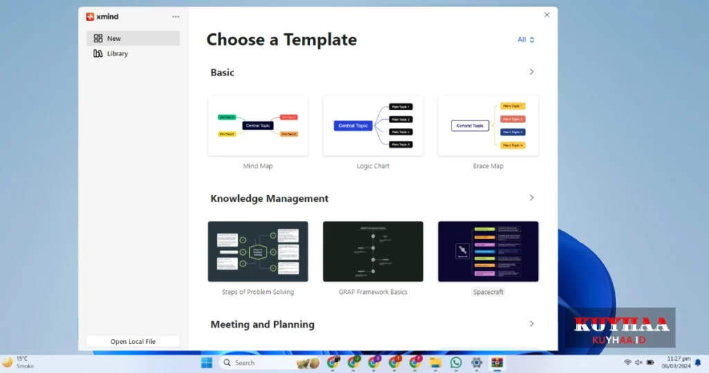 This picture shows the interface of XMind