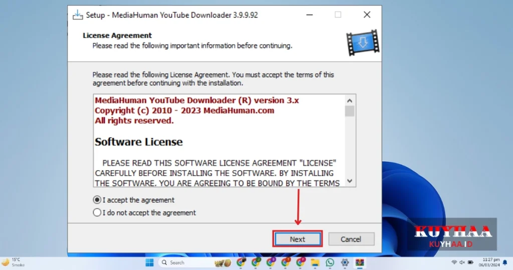 Accept the license agreement