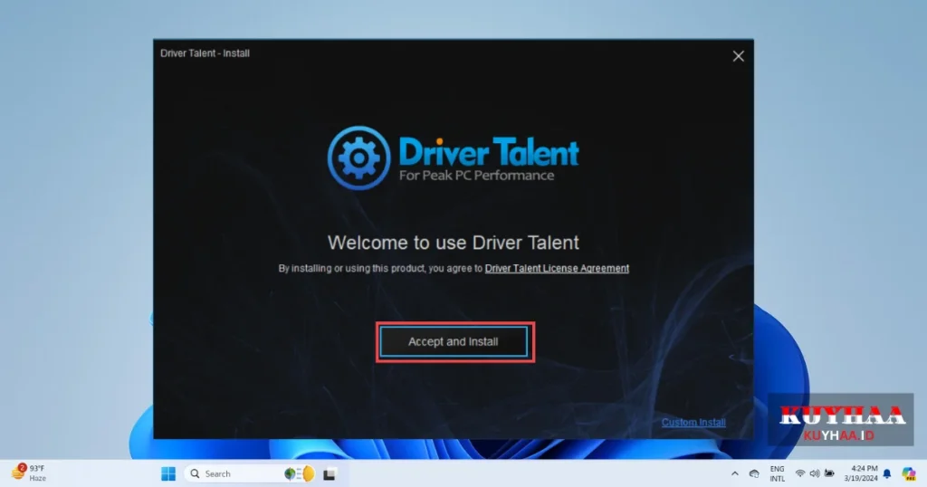 Click on Accept and Install