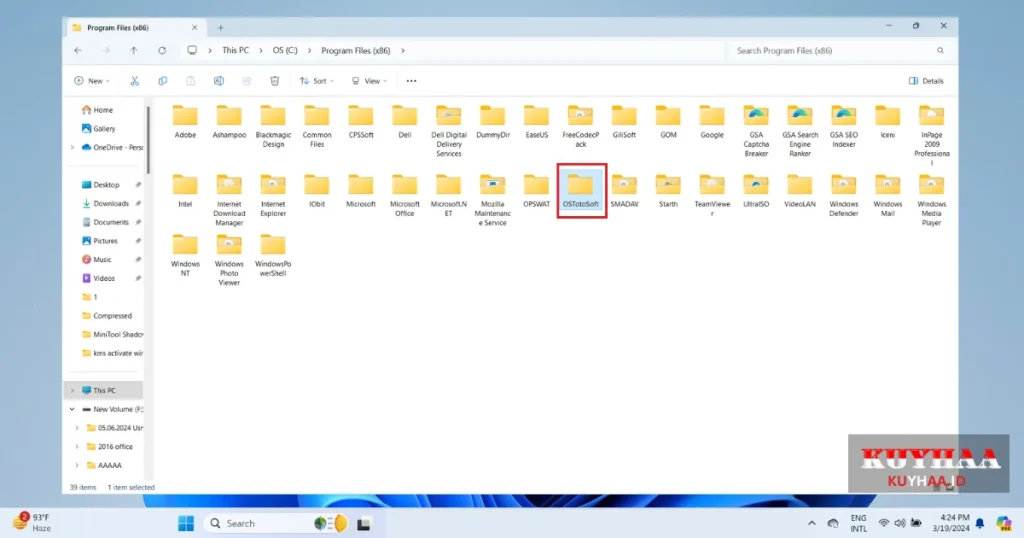 Ostotosoft Folder now open