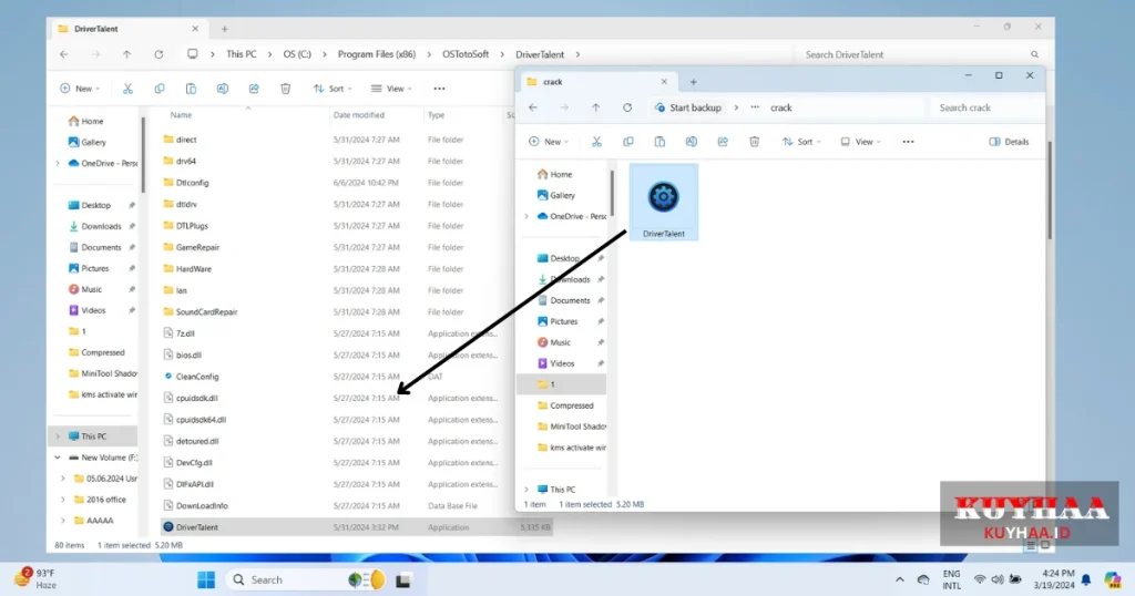 in this image show Driver Talent Pro Crack paste where you installed it