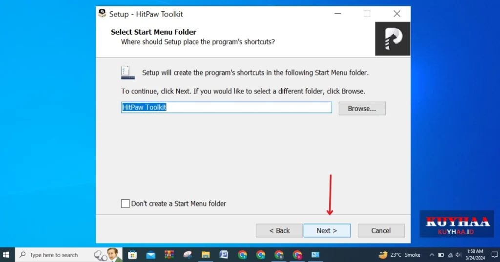 create start menu option of HitPaw Toolkit 