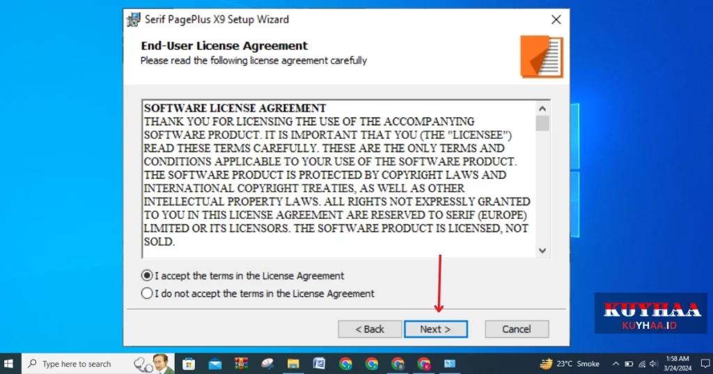 Accept license agreement