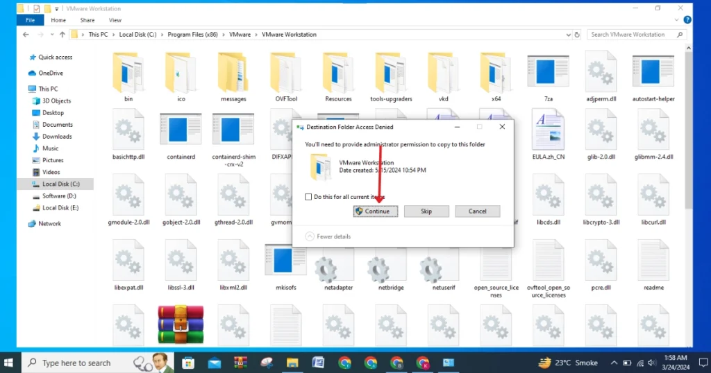 paste the files in VMware Workstation folder