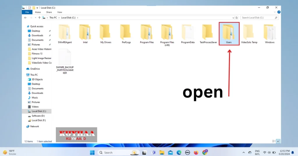 Open user folder