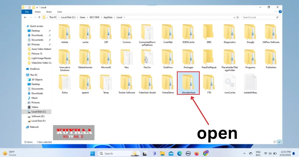 Open wondershare folder