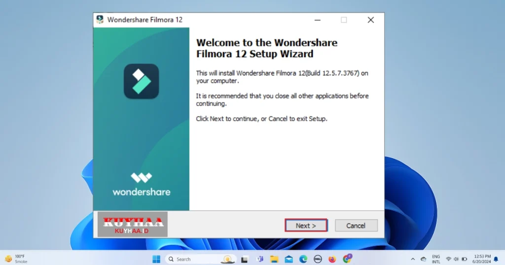 Wondershare Filmora 12 Setup Wizard